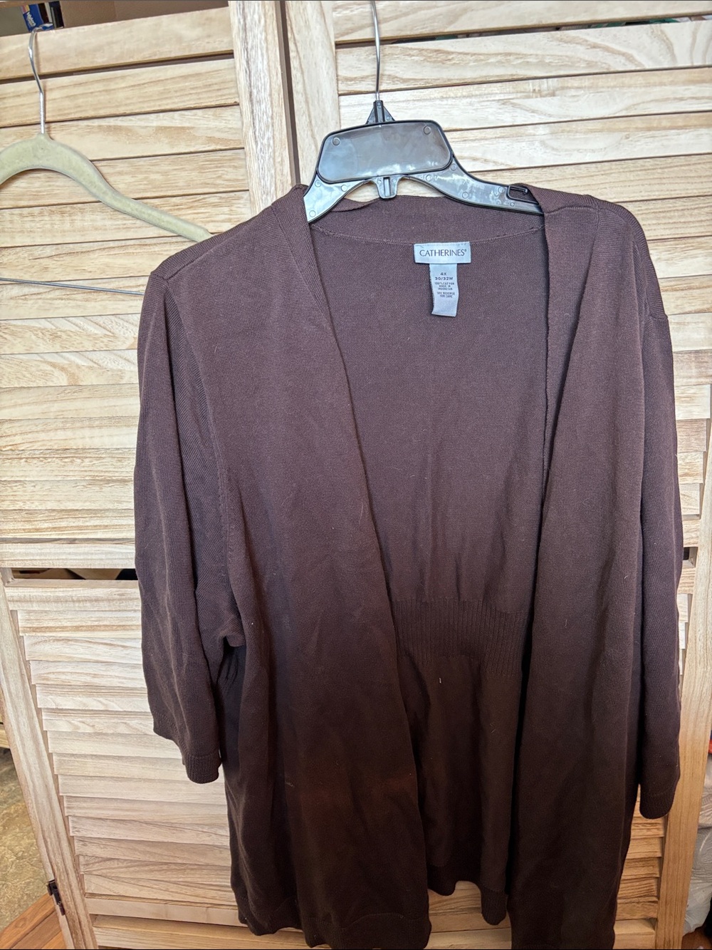 Catherines Chocolate Brown Open-Front Knit Cardigan 4X